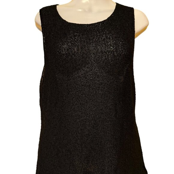 Black Chico's Design Rayon Shell Loose knit Size Size 2 Lagenlook - Picture 1 of 5